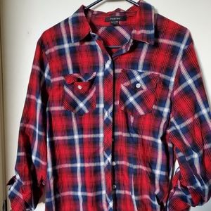 Plaid red blue shirt